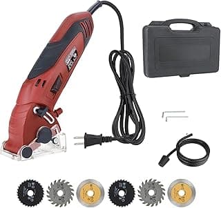 Corded Mini Circular Saw, 400W 110V 3400RMP Multifunction Handheld with 6 Blades Max Cutting Depth ½ Inch, Compact Small Circular Saw for Wood Drywall Tile PVC Pipe Soft Metal