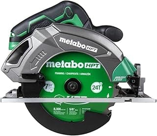 Metabo HPT 18V MultiVolt 7-1/4 Inch Cordless Circular Saw, High Torque, Lightweight Design, Up to 200 2x4 Cuts/Charge, Accepts 18V and 36V MultiVolt Metabo HPT Batteries, Tool Body Only, C1807DAQ4