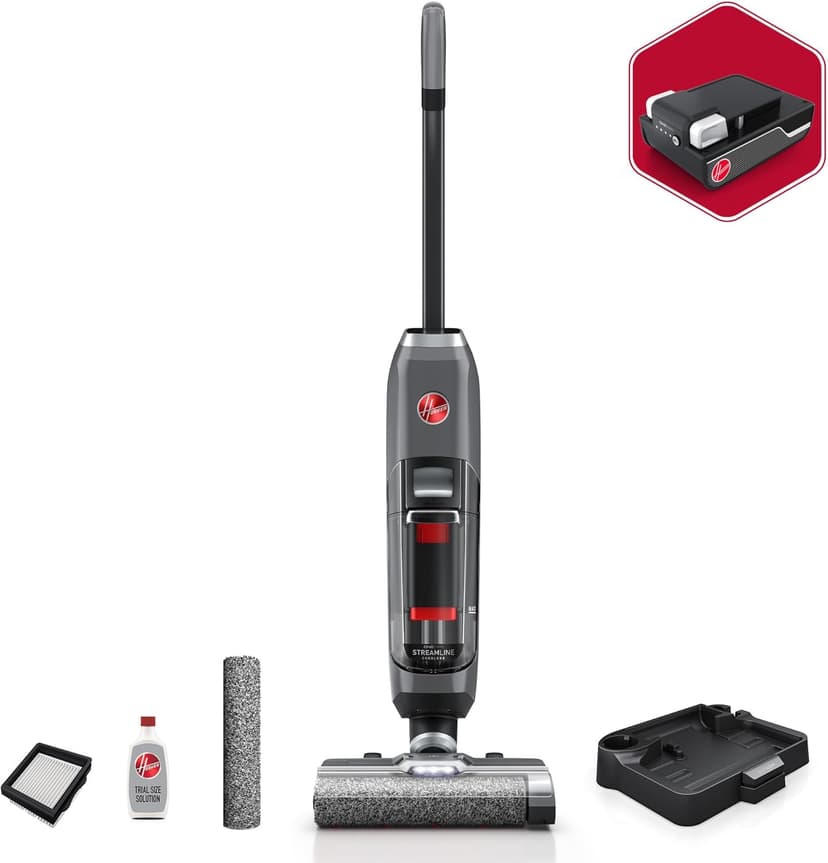 Hoover ONEPWR Streamline Cordless Hard Floor Cleaner Machine, Portable Floor Cleaning Machine, Self Cleaning System, Wash and Dry Mode, Ideal for Hardwood, Luxury Vinyl, Tile and More
