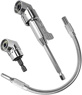 Guyuyii Flexible Drill Bit Extension and 2 Right Angle Drill Attachment Set – For DIY, Technicians and Homeowners, Ideal for Appliance Repair, Furniture and Plumbing, Compatible with Cordless Drills