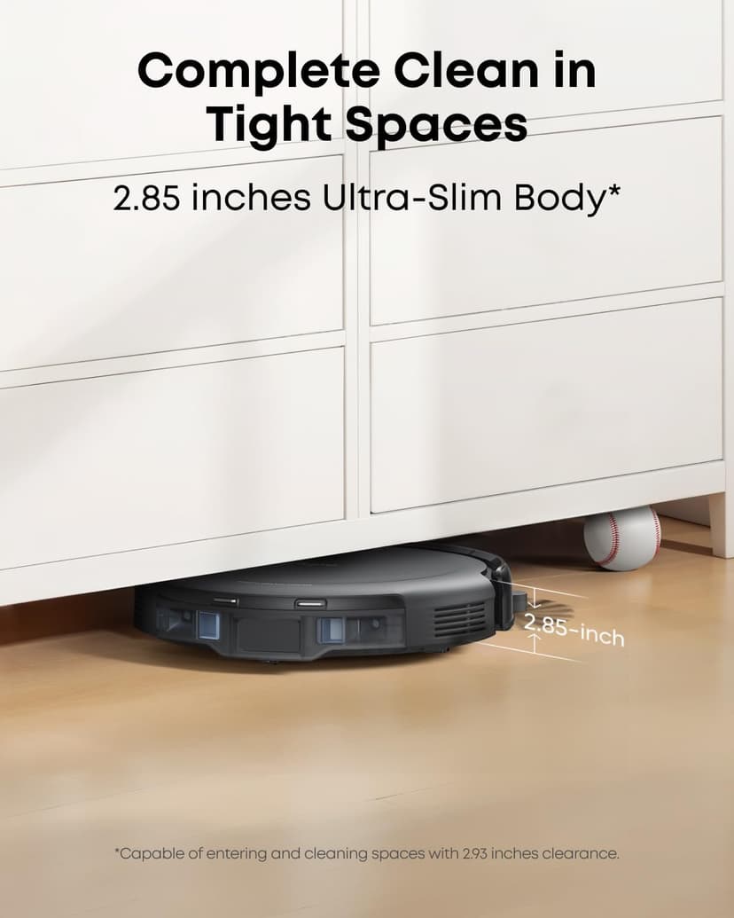 eufy Robot Vacuum C10 with Self Emptying Station, Up to 60 Days Hands Free Cleaning, Edge Expansion Brush, 4000Pa Powerful Suction, 2.85-Inch Ultra-Slim Body, Smart Mapping, Lidar Navigation