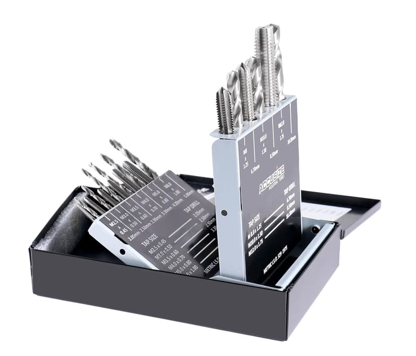 Accusize Industrial Tools Metric 18 Pc H.S.S. Tap and Drill Set, 0001-0052