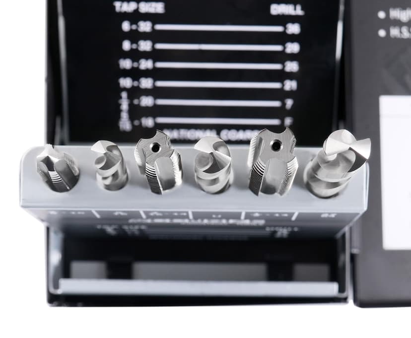 Accusize Industrial Tools U.N.C. 18 Pc H.S.S. Tap and Drill Set, 0001-0040