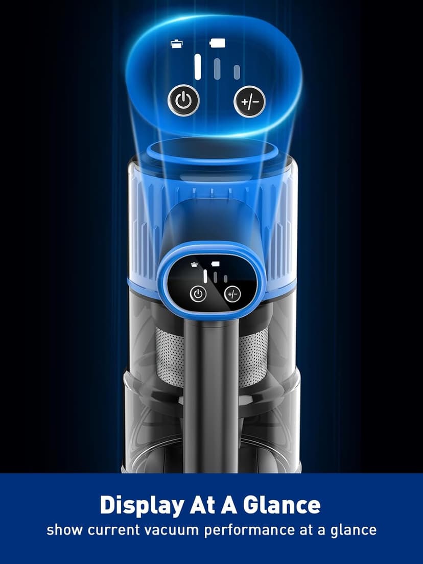 Cordless Vacuum Cleaner, 8 in 1 Powerful Suction Lightweight Vacuum Cleaner for Home, LED Display, 3 Suction Modes, 45Mins Detachable Battery Vacuum for Hard Floor Carpet Pet Hair