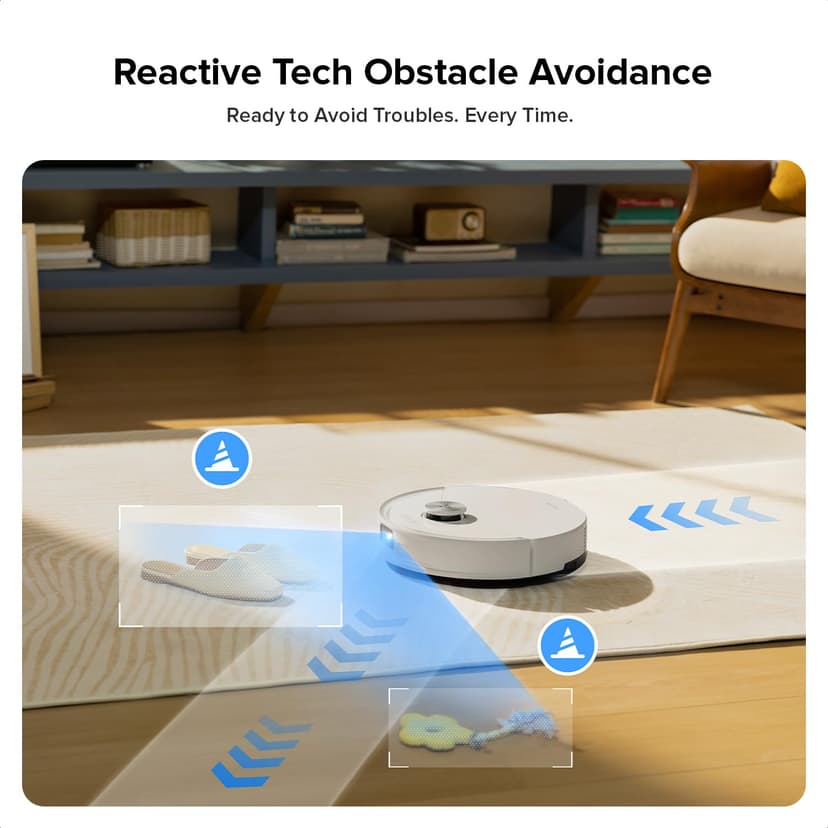 roborock Q10 S5 Robot Vacuum and Mop Cleaner, 10000Pa HyperForce Suction, Dual Anti-Tangle System, Auto-Lifting Mop, ReactiveTech Obstacle Avoidance, App Control, for Pet Hair and Carpet, White