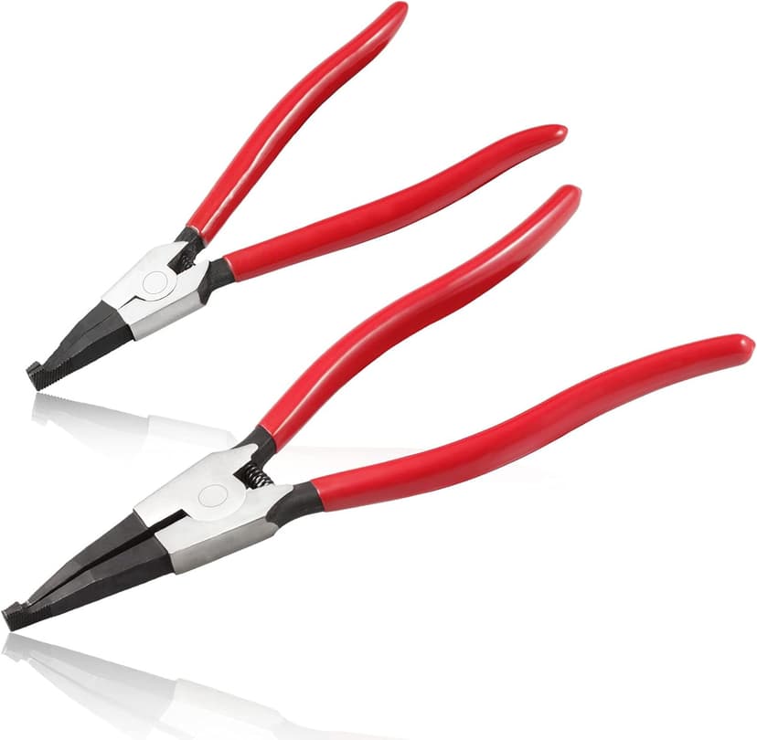 2 PCS Heavy Duty Lock Ring Pliers Set Flat Snap Ring Plier Special Circlip Pliers Reverse Retaining Ring Plier for Transmission Transfer Cases Ring Opening