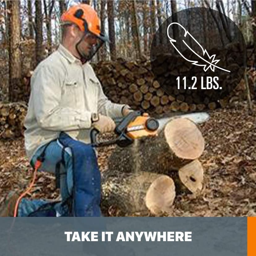 Worx WG304.2 Saw 18-Inch 15.0 Amp Electric Chainsaw with Auto-Tension, Chain Brake