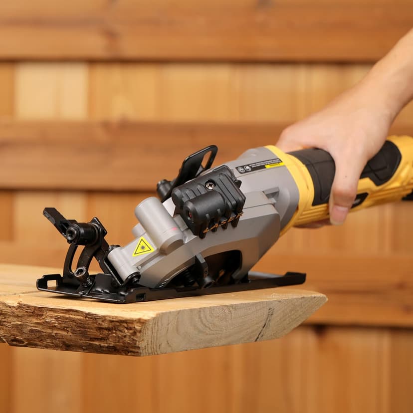 4Amp Mini Circular Saw, 3500RPM Corded Compact Saw with 4-1/2" 24T TCT Blades, Laser Guide, Rip Guide, Vacuum Adapter and Blade Wrench, Max Cutting Depth 1-11/16"(90°), 1-1/8"(45°）