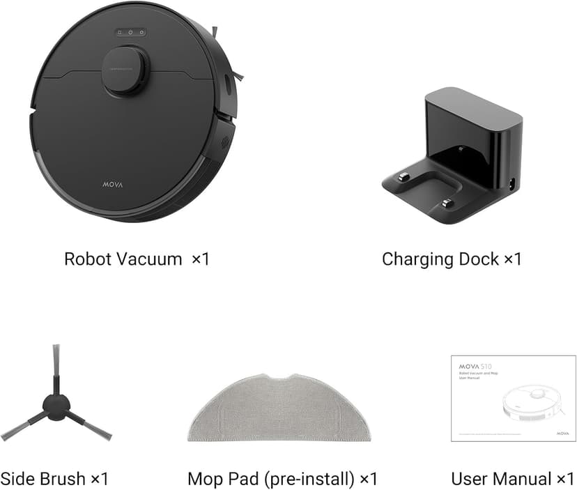 MOVA S10 Robot Vacuum Cleaner with 7000Pa Suction, 260 Mins Run Time, Liftable Brush, Self-Charging Robotic Vacuum Cleaner for Home, Pet Hair, Hard Floors, App & Voice Control