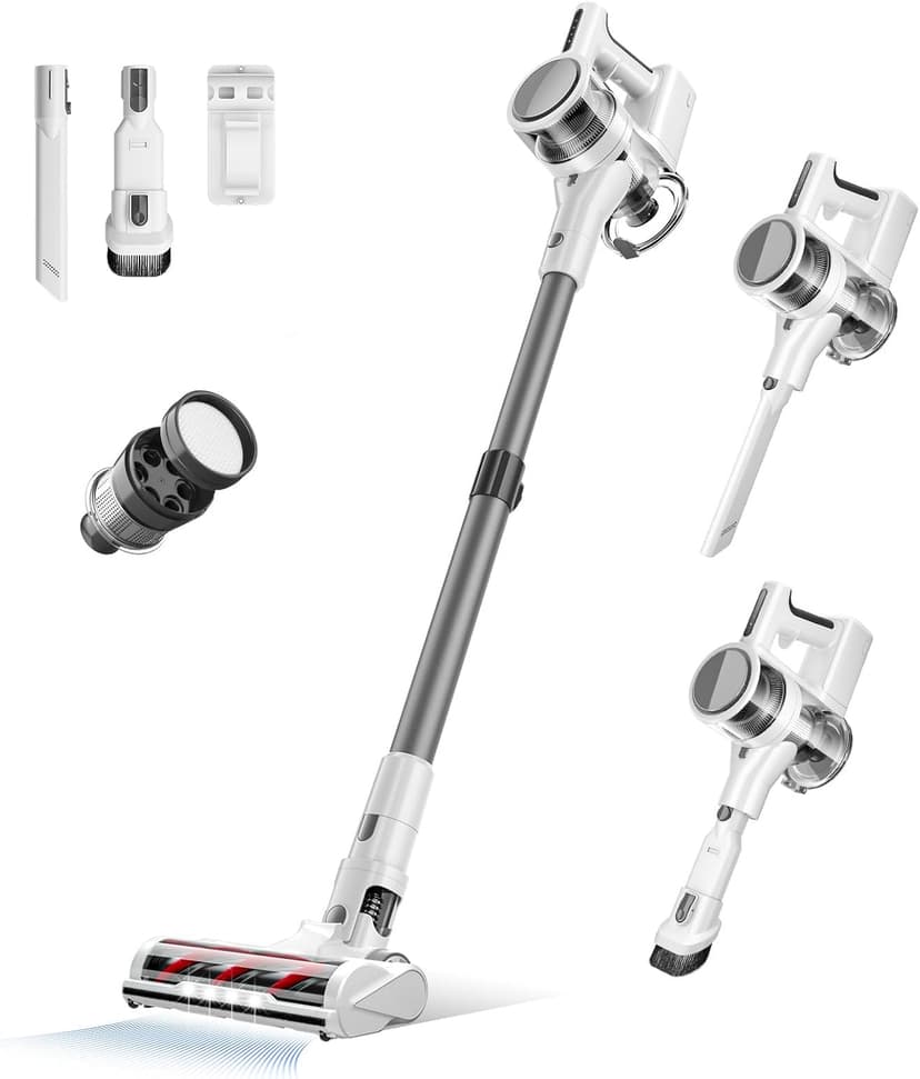 Vacuum Cleaners for Home, 80,000PRM Powerful Motor Cordless Vacuum with Removable 2200mAH Battery up to 35 Mins Worktime, 2 Adjustable Modes and Detachable Parts Stick Vacuum (Marble White)