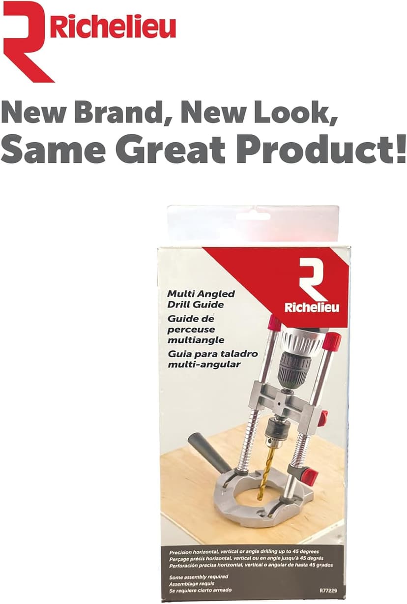 Richelieu R77229 Multi Angled Drill Guide Attachment for 1/4 in. & 3/8 in. Drills, Silver