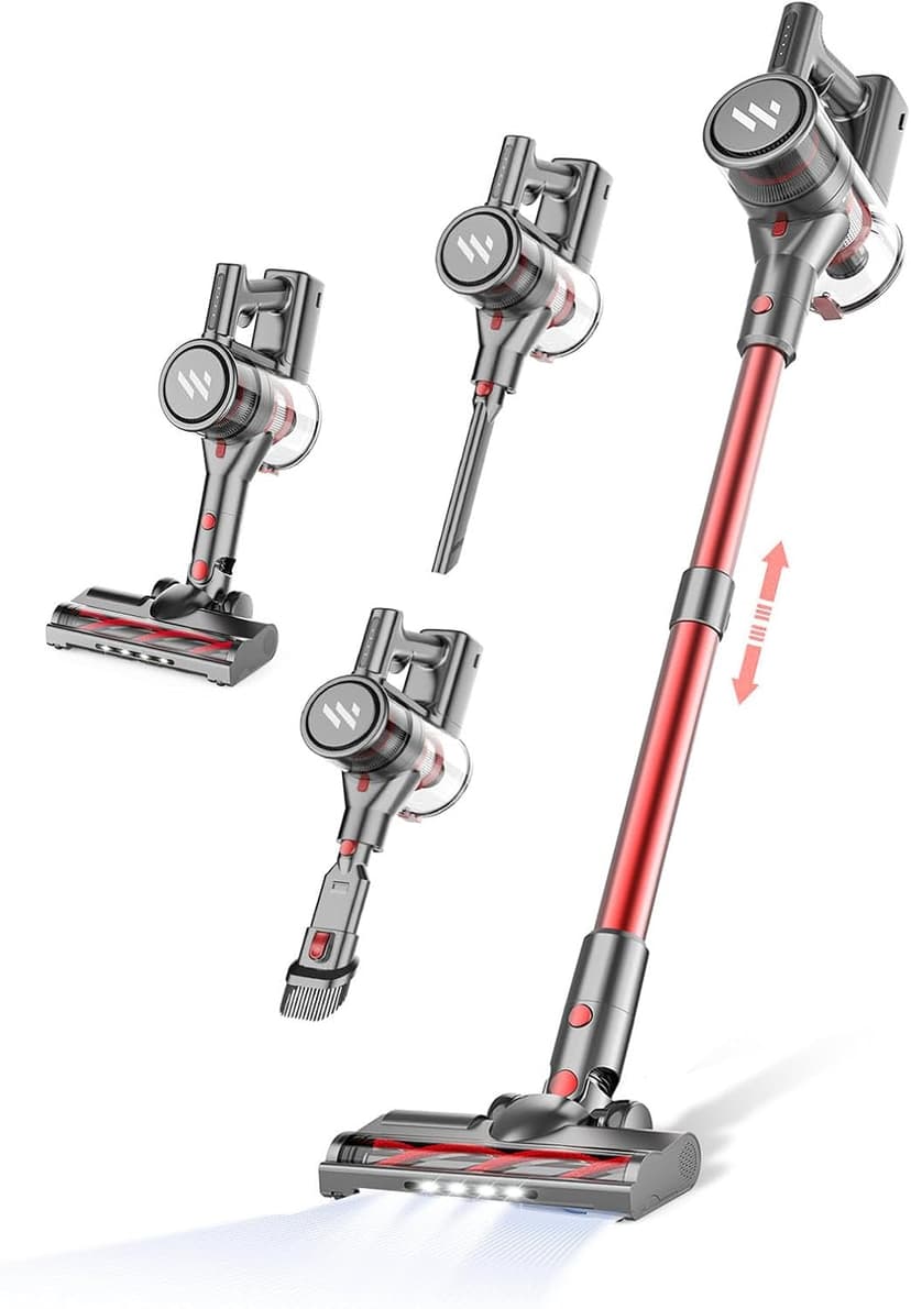 Cordless Vacuum Cleaner,Vacuum Cleaners for Home with Super Suction,Stick Vacuum Cleaner Rechargeable Up to 35 Mins Runtime,Lightweight Hardwood Floor Vacuum for Pet Hair,Carpet(Deep Red)