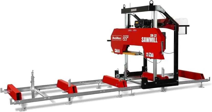 32" inch Portable Sawmill, 420cc 15HP E-Start Gasoline Engine, 29" Board Width, 13' Track Length, Model SM-32