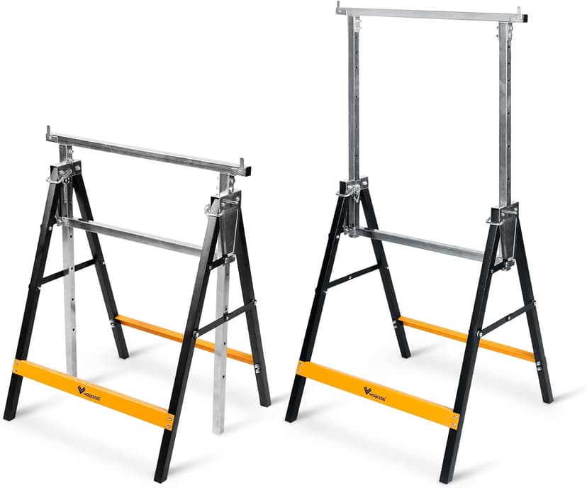 Metal Saw Horses 2 pack Folding Heavy Duty 880 lbs Load Capacity Saw Horse Adjustable 7 Level Height for Woodworking