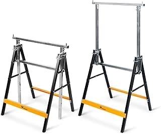 Metal Saw Horses 2 pack Folding Heavy Duty 880 lbs Load Capacity Saw Horse Adjustable 7 Level Height for Woodworking