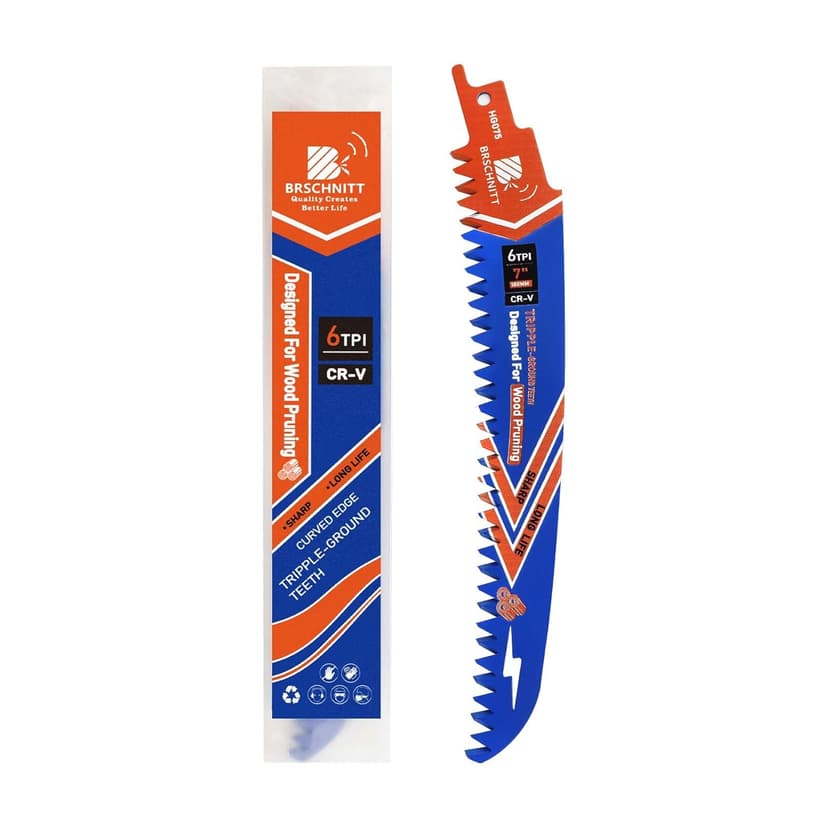 Japanese Teeth Reciprocating Saw Blades 7"- Curved Edge Wood Pruning Saw Blades 6TPI for Tree Trimming, Wood Cutting, Cr-V Sabre Saw Pruning Blade