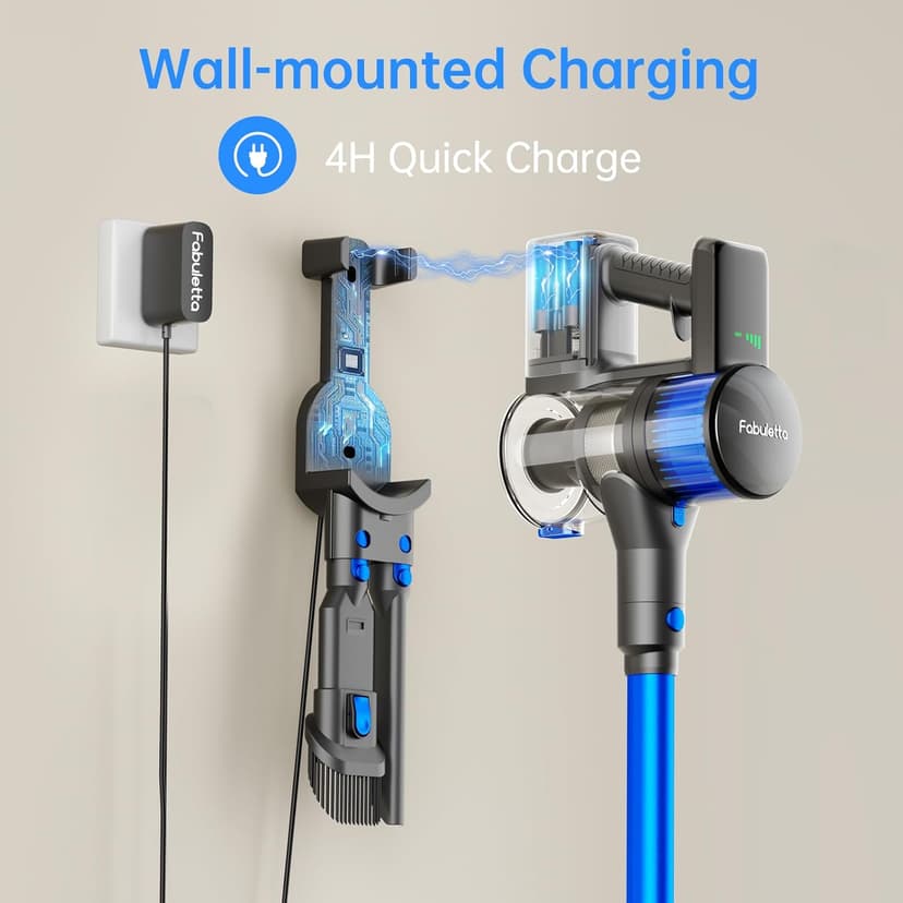 FABULETTA Cordless Vacuum Cleaner, Lightweight Vacuum Cleaners for Home with 500W Brushless Motor, Rechargeable Stick Vacuum Up to 55 Mins Runtime, Great for Pet Hair, Carpet, Hard Floor, Deep Blue