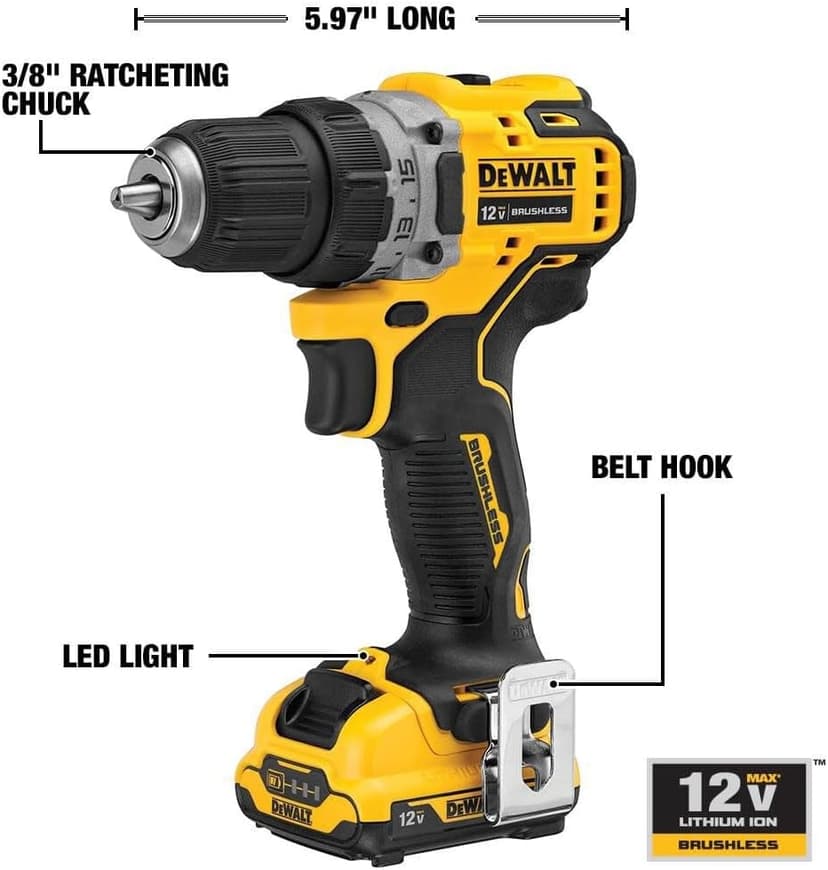 DEWALT XTREME 12V MAX* Cordless Drill/Driver Kit, 3/8-Inch (DCD701F2)