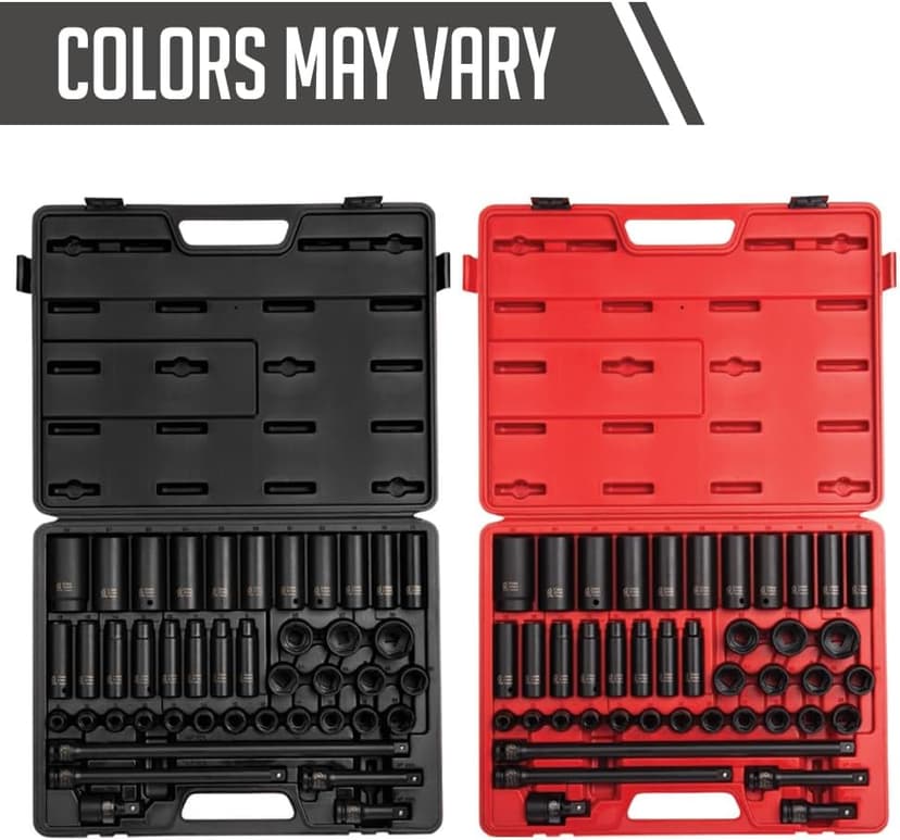 Sunex 2569, 1/2" Drive Master Impact Socket Set, 43Piece, Metric, 9mm - 30mm, Standard/Deep, Cr-Mo Alloy Steel, Radius Corner Design, Heavy Duty Storage Case, Universal Joint & Impact Extensions