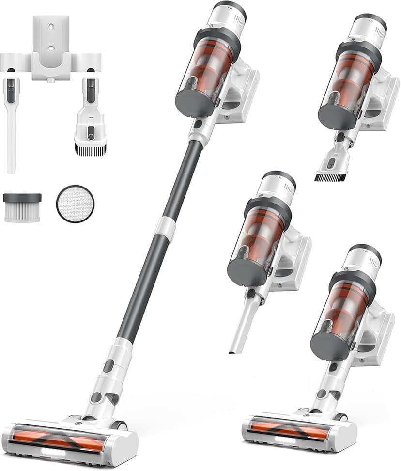 Cordless Vacuum Cleaner, 550W/45Kpa Vacuum Cleaners for Home, Max 60Mins Runtime, Anti-Tangled & 1.6L Dust Cup Stick Vacuum, Lightweight Vacuum for Carpet, Hard Floor(Upgraded)