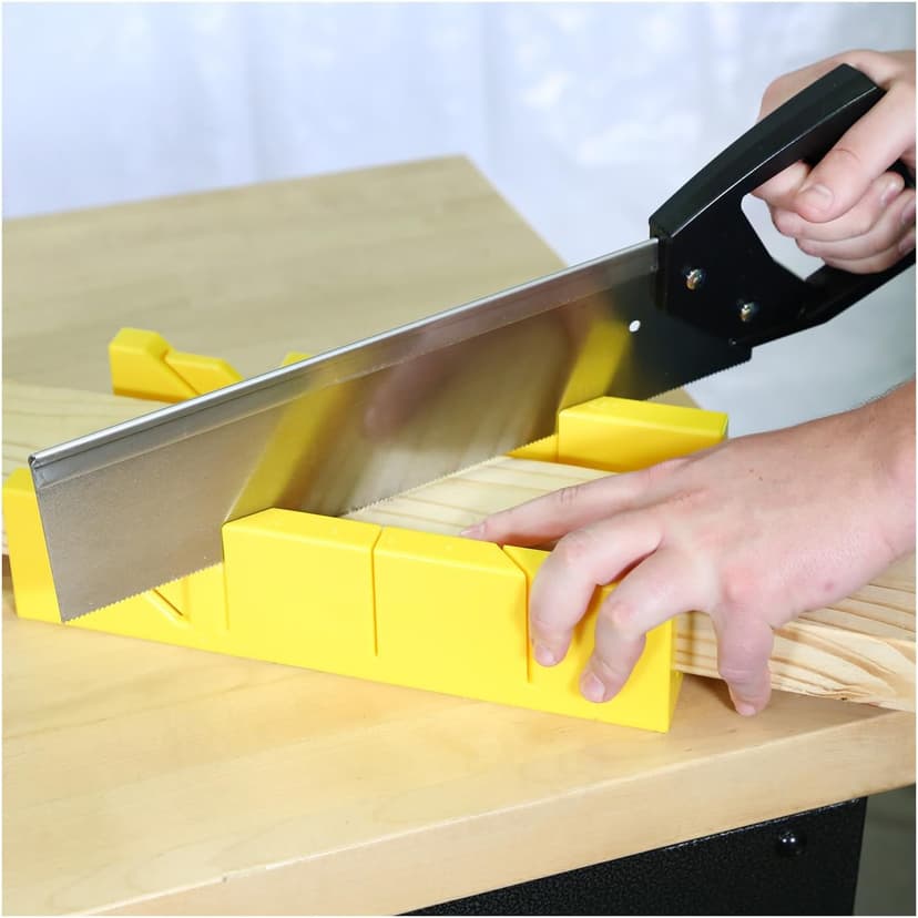 GreatNeck BSB14 Mitre Box and Saw Set, 12 Inch Mitre Box with 14 Inch Back Saw, Precision Cuts for Trim and Molding, Woodworking and Beveled Corner Cuts