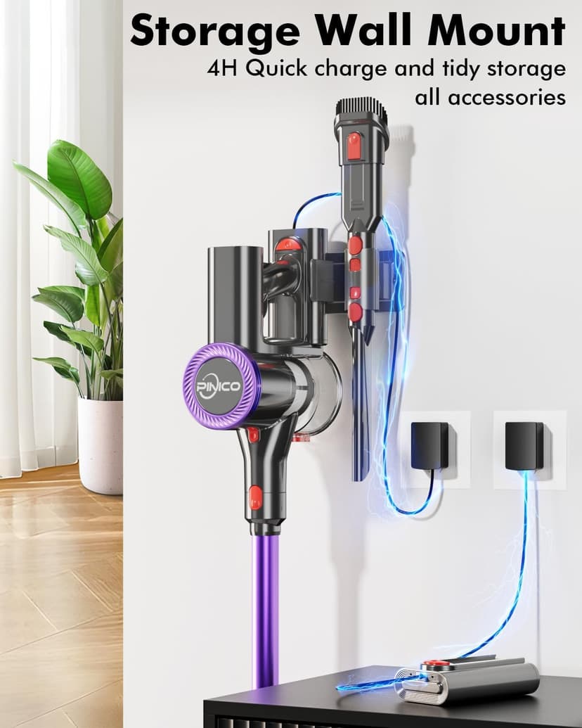 Cordless Vacuum Cleaner, 25kPA Vacuum Cleaners for Home, Stick Vac with Anti-Tangle Brush, 40 Mins Runtime, Lightweight, Versatile for Carpet, Hard Floor, Pet Hair (Purple)