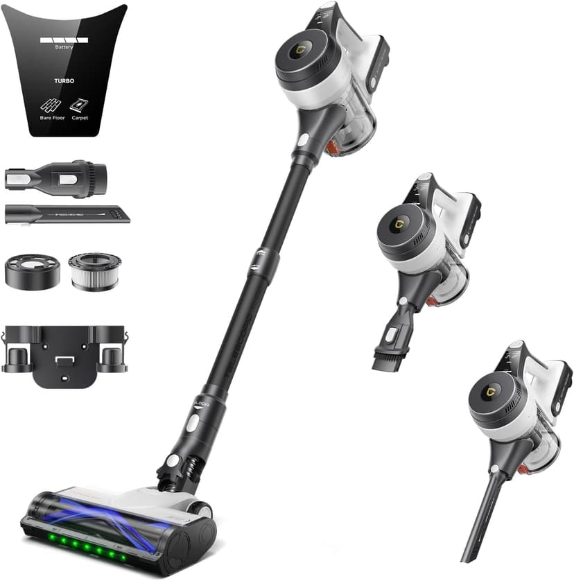 Cordless Vacuum Cleaner, 45KPA/550W/50Mins Powerful Stick Vacuum for Home, Anti-tangle, Self-Standing, Lightweigh, Charging Dock, 6-in-1 Wireless Vacumm for Hardwood Floor/Carpet/Pet Hair/Car, M1