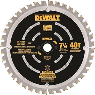 DEWALT Circular Saw Blade, 7 1/4 Inch, 40 Tooth, Composite Decking (DWA31740)