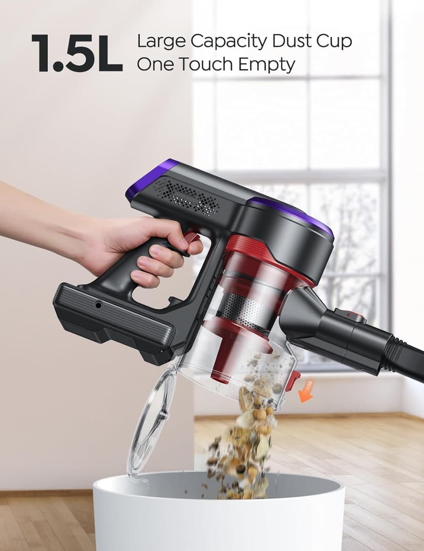 Cordless Vacuum Cleaner, 450W 40Kpa Vacuum Cleaners for Home, Max 55Mins Anti-Tangle Stick Vacuum with Touch Display, Lightweight Handheld Vacuum Cleaner for Hardwood Floor Carpet Pet Hair