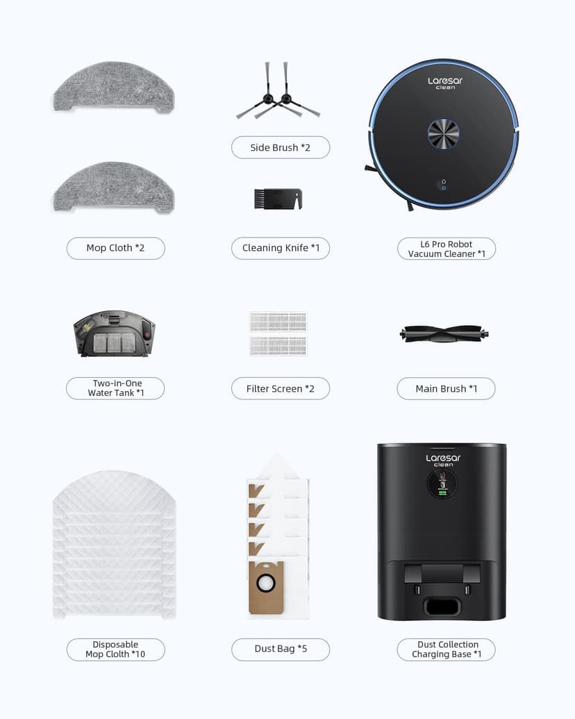 Robot Vacuum and Mop Combo, 3500Pa Robotic Vacuum with 3.5L Self Emptying Station, 250 mins Runtime, LIDAR Navigation, WiFi/APP/Alexa Control, Ideal for Pet Hair, Carpet and Hard Floor