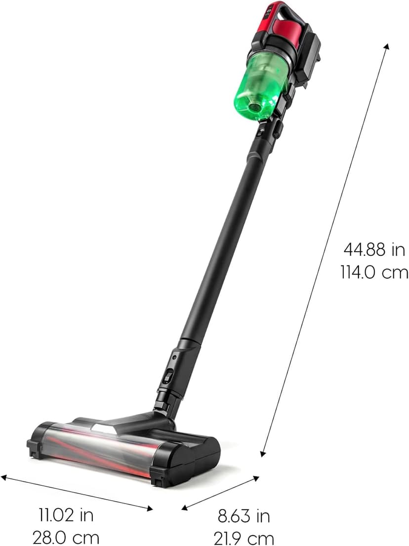 IRIS USA Cordless Vacuum Cleaner for Home, Rechargeable, Ultra Lightweight, 50-Minute Runtime Fast Charging, 230W, Carpet, Hard Floor, Tile, Non-Slip Lean Support Design, LED Dust Sensor, Black