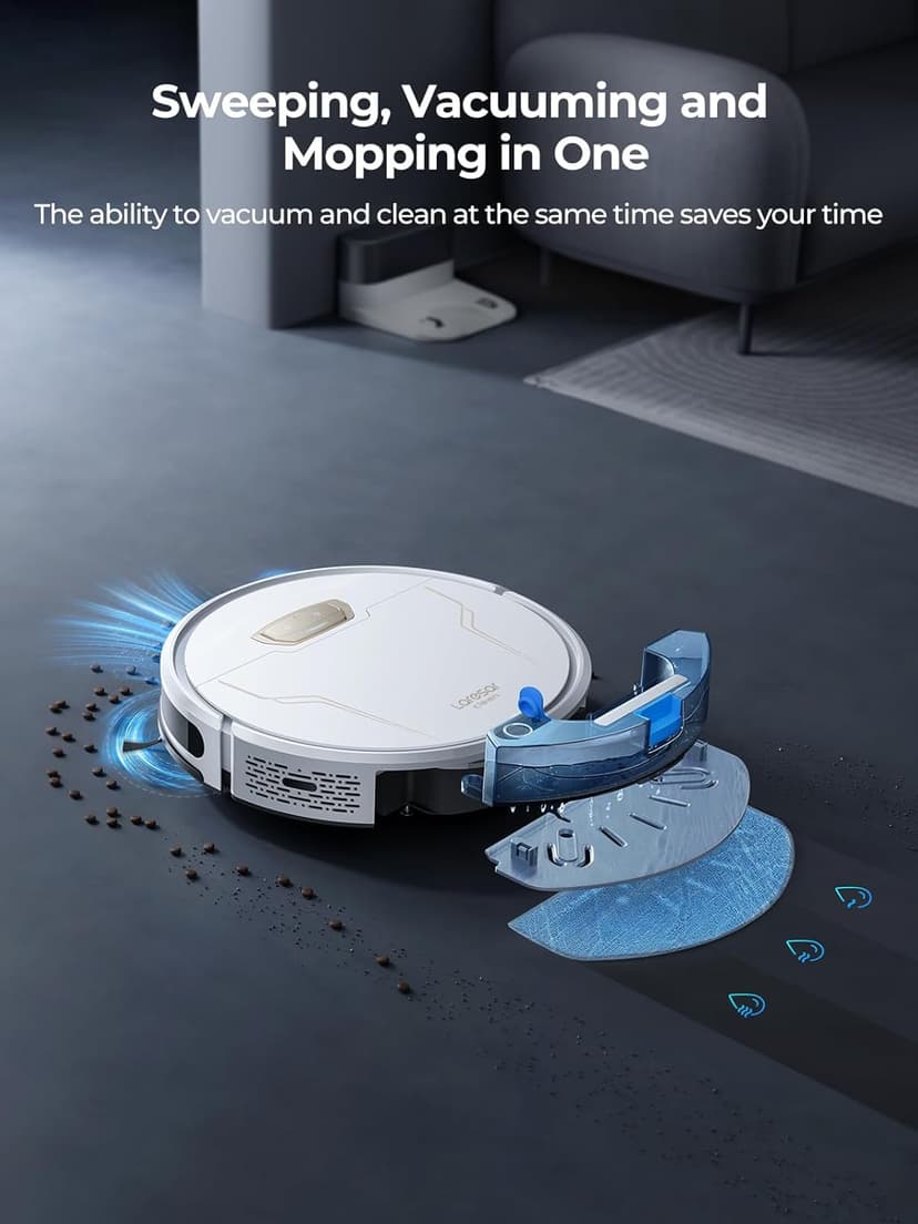 Robot Vacuum and Mop 4000Pa Suction, 3 in1 Robotic Vacuums with Self-Charging, App&Remote&Voice Control, Robot Vacuum for Pet Hair, Carpet, Hard Floor(White)
