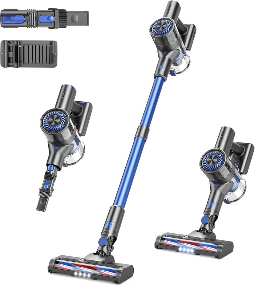 Vacuum Cleaners for Home, 80,000PRM Powerful Motor Cordless Vacuum with Removable 2200mAH Battery up to 35 Mins Worktime, 2 Adjustable Modes and Detachable Parts Stick Vacuum (Sandy Blue)