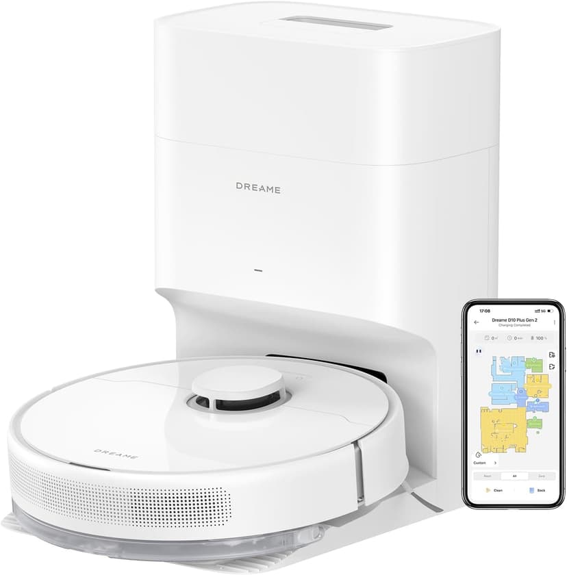 DREAME D10 Plus Gen 2 Robot Vacuum and Mop with Self-Emptying Base for 90 Days of Cleaning, 6000 Pa Suction and LiDAR Navigation, Obstacle Avoidance, Wi-Fi Connected