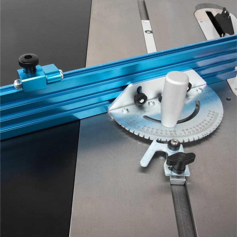 POWERTEC Precision Table Saw Miter Gauge System w/ 27 Angle Stops and 3/4" x 3/8" T-Slotted Miter Bar w/Removable T-Slot Plate, Includes 24" x 3" Multi T–Track Fence w/Scale, T-track Flip Stop, 71391V