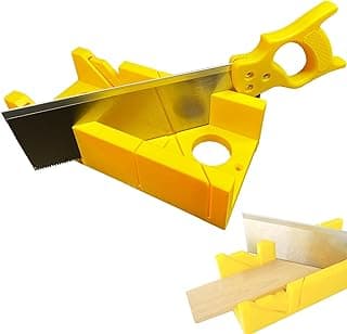 Mitre Box and Saw Set for Crafting,12 Inch Mitre Box with 14 Inch Back Saw,Reinforced Steel Back Saw for Woodworking,Preset Cutting Box with 45 Degree Cutting Guide for Molding Trim