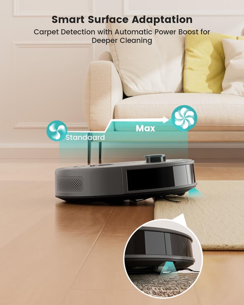 Lefant LiDAR Robot Vacuum and Mop, Upgraded 190° PSD Obstacle Avoidance, 5000Pa Strong Suction, Multi-Floor Mapping, 150 Mins Runtime, WiFi/Alexa/APP/Watch, Pet Hair & Carpets, M330 Pro Grey