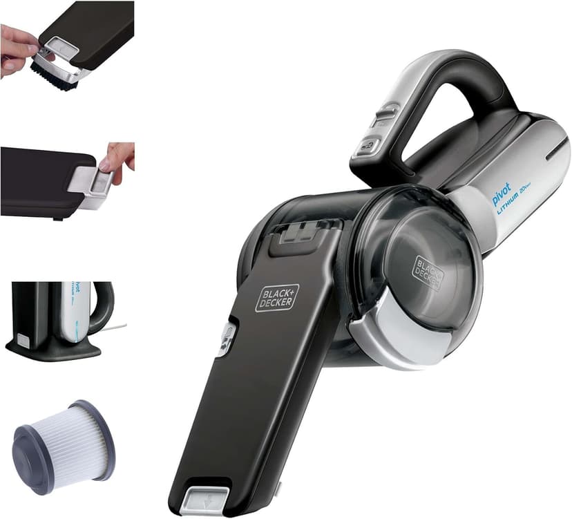 BLACK+DECKER dustbuster PIVOT VAC Cordless Handheld Vacuum, Home and Car Vacuum with Crevice Tool and Pivot Nozzle (BDH2000PL)