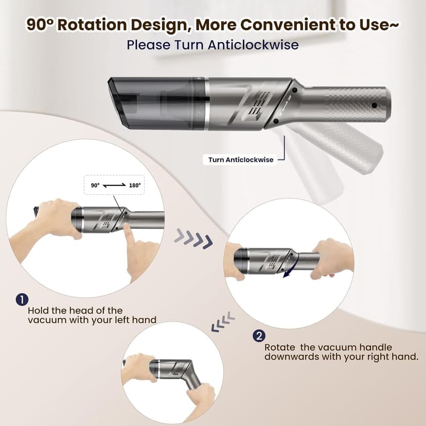 Car Vacuum Portable Cordless 120W/12kPa High Power Handheld Portable Handheld Vacuum Cordless Cleaner with Low Noise Wet and Dry Use Auto Vacuum Cleaner for Car Home Cleanning