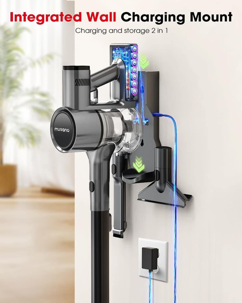 Cordless Vacuum Cleaners for Home, 45KPA Powerful Suction, Up to 60 Minutes, Tangle-Resistant, Lightweight, Rechargeable Stick Vac with Wall Mount for Carpet, Tile, Pet Hair, Hardwood Floors