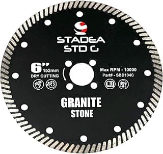 Stadea SBD104C Diamond Saw Blade 6-Inch Continuous Turbo Dry Cutting - Cuts Granite Quartz Quartzite, Fits Grinder, Saw Cutter, 8 MM Segments - Pack of 1