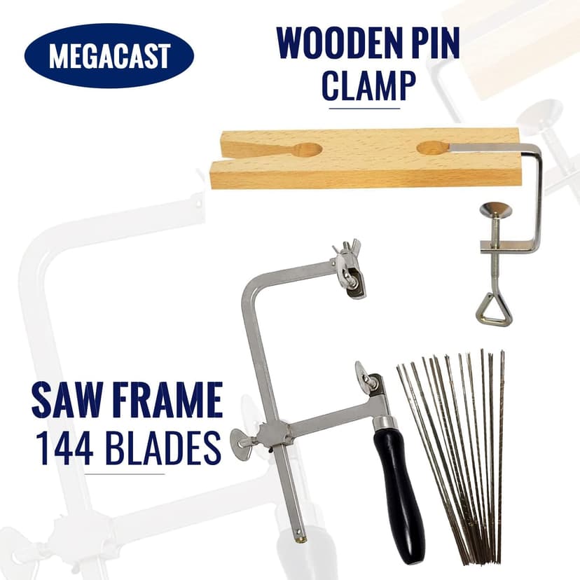 3 in 1 Professional Jeweler's Saw Set Saw Frame 144 Blades Wooden Pin Clamp Wood Metal