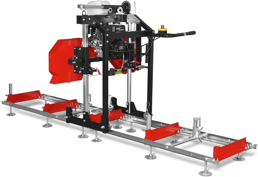 212cc 7HP Gasoline Engine,18'' Log Diameter,8'1'' Cutting Length,15" Board Width And 7'' Board Thickness,10' Track Length,Portable Wood Sawmill Chain Saw,Model SM-18
