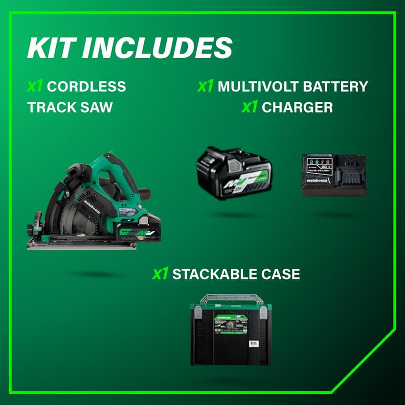 Metabo HPT 36V MultiVolt 6-1/2" Cordless Track Saw Kit, Adjustable Bevel -1 to 46°, Over 2-1/2" Cutting Depth, Lightweight Design, Includes 4.0Ah Metabo Battery and Rapid Charger, C3606DPA