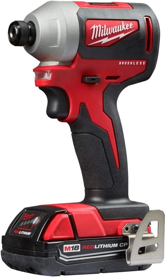 Milwaukee 2850-21P M18 Brushless Lithium-Ion Compact 1/4 in. Cordless Hex Impact Driver Kit (2 Ah)