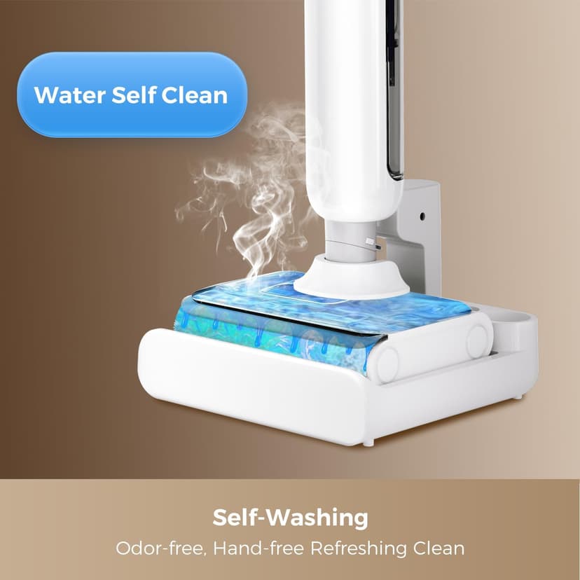 Smart Wet Dry Vacuum Cleaner,Cordless Vacuum Mop Combo with Edge Cleaning,All-in-One Floor Cleaner for Hard Floors,Self-Cleaning,35mins Runtime,LED Display,Voice Prompts