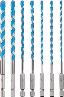 toolant Concrete Drill Bit Set & Masonry Drill Bit Set, Shockproof Hex Shank Drill Bit Set (7pcs) for Glass/Brick/Plastic/Cement/Tile, Industrial Strength Carbide Drill Bit Tip, 5/32"-3/8" Box of 7