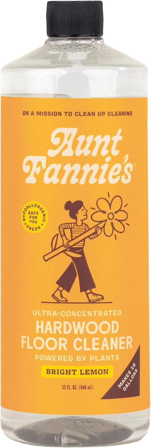 Aunt Fannie's Ultra Concentrated Hardwood Floor Cleaner, Vinegar-Free Plant Based Hardwood Floor Cleaner for Mopping, Bright Lemon Scent, 32 oz. (Pack of 1)