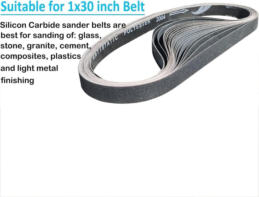 24 Pack 1 x 30 Inch Silicon Carbide Sanding Belts Assorted -120 240 400 600 800 and 1000 Grits, High Performance Sander Belts For Knife Sharpening and Metalworking