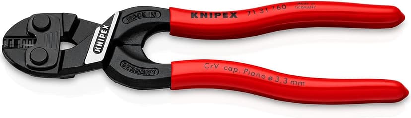 Knipex CoBolt® S Compact Bolt Cutters with recess in the cutting edge black atramentized, plastic coated 160 mm 71 31 160